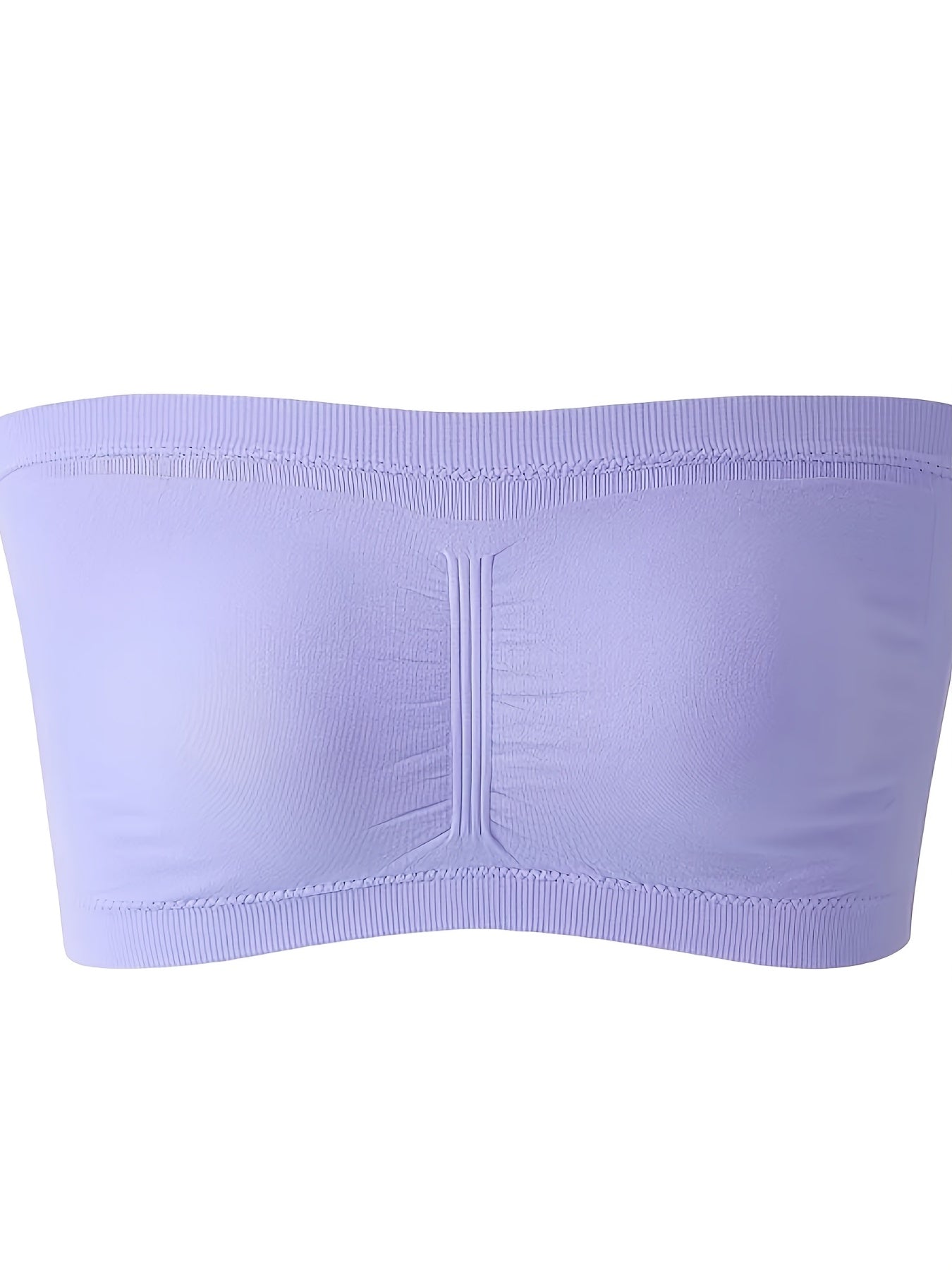 Plus Size Removable Padding Bandeau Bra, Women's Plus Non Underwire Double Layer Anti-glare Bra