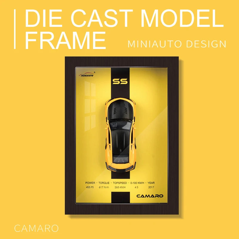 1:32 Alloy Metal Photo Frame Version Sports Car Model Simulation 3D Racing Car Hanging Painting Collection Kids Gifts Decoration