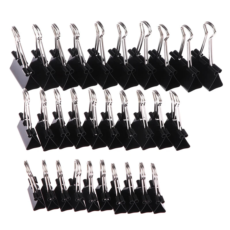 10Pcs/set Black Metal Binder Clips 19mm/ 25mm/ 32mm Notes Letter Paper Clip Office Stationery Supplies Binding Securing