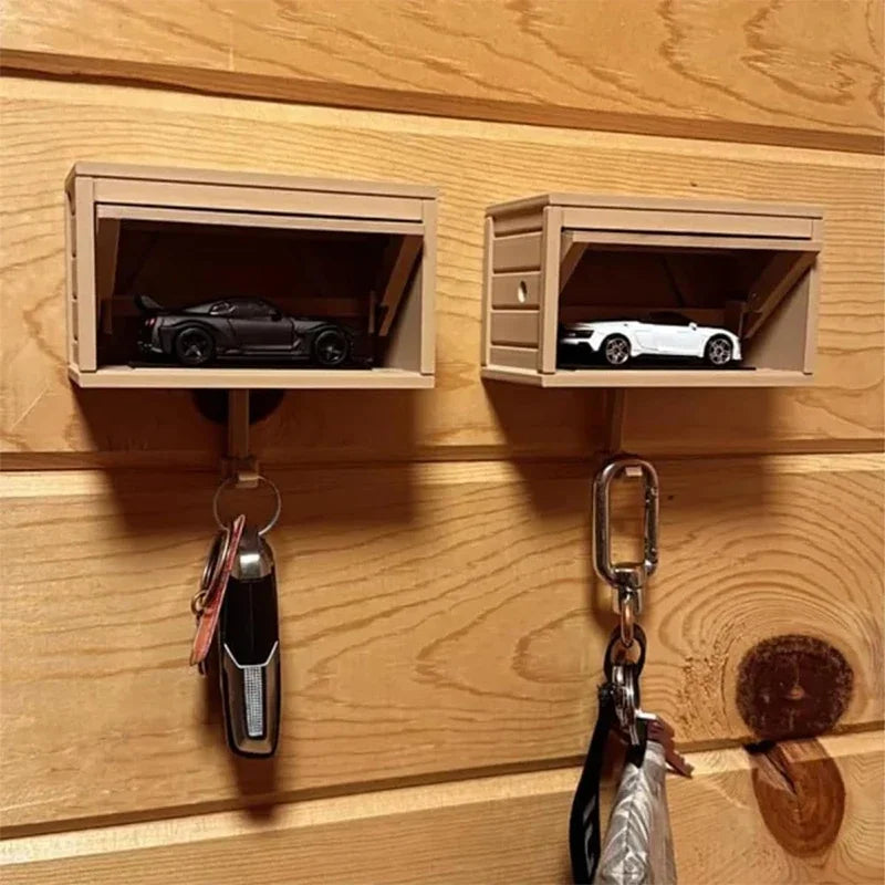 Car Garage Key Holder With Opening Door Fun Garage Keychain Wall Hanging Car Key Holder Easy Installation Wall Decoration