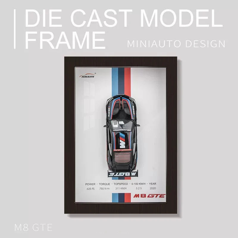 1:32 Alloy Metal Photo Frame Version Sports Car Model Simulation 3D Racing Car Hanging Painting Collection Kids Gifts Decoration