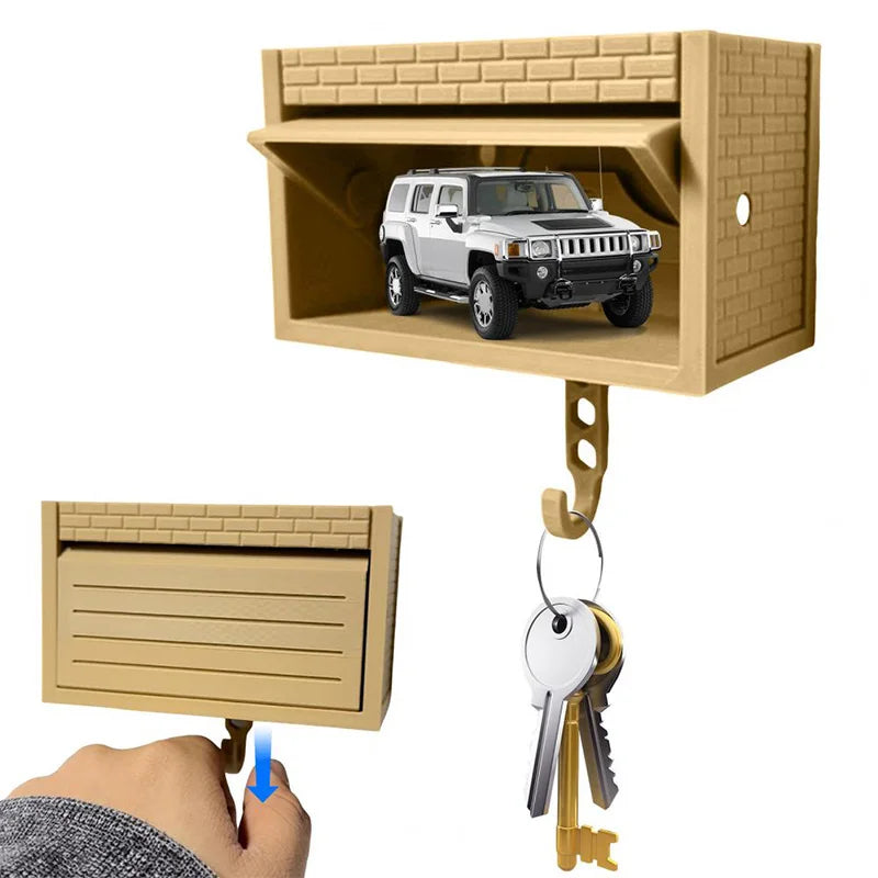 1pc Car Garage Keychain Door Opening House Wall Hanging Key Holder 3d Printed Install Room Decorating Items Adhesive Wall Hook