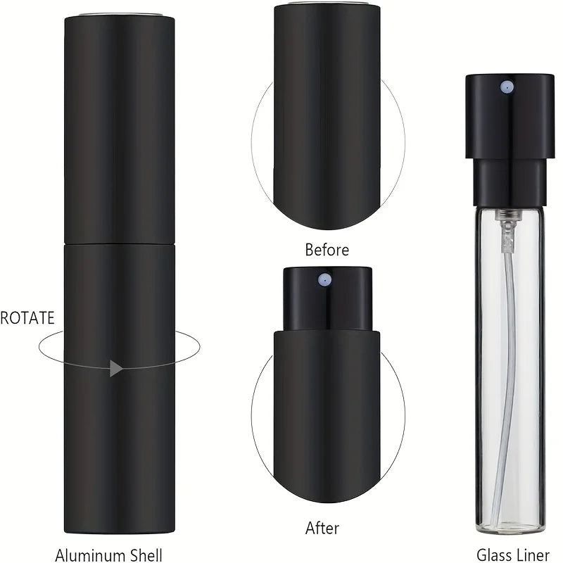 10 ml Travel Perfume Sprayer, Refillable Cologne Container, Empty Dispenser Sprayer for Mini Sprayer Size (Black