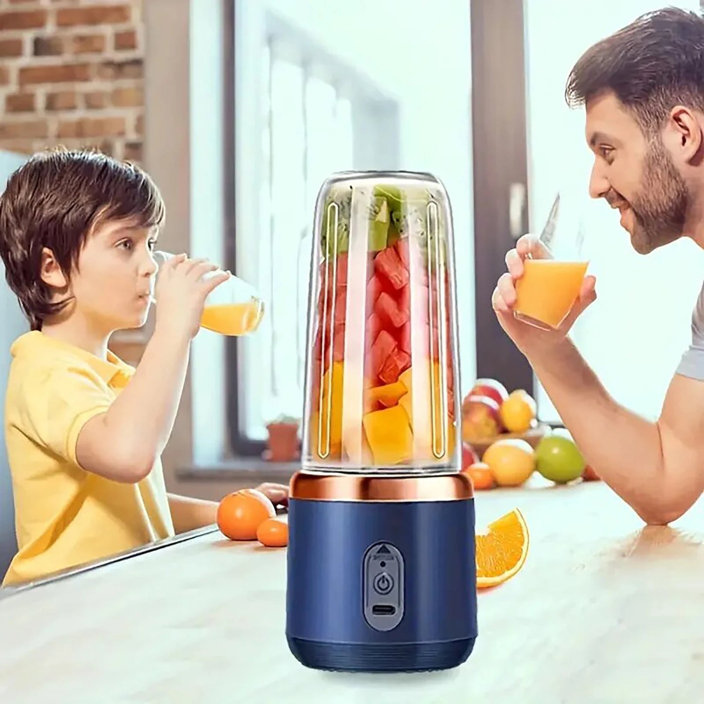 1 portable juicer, 304 stainless steel blades, dual cup design, used for mixers, kitchen use, outdoor camping, easy to clean