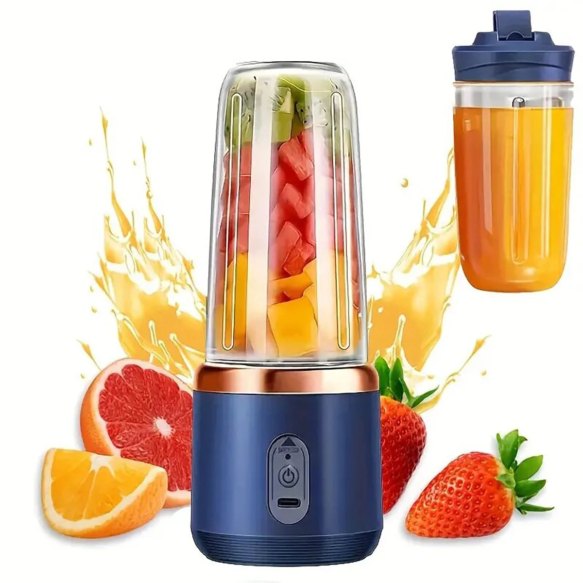 1 portable juicer, 304 stainless steel blades, dual cup design, used for mixers, kitchen use, outdoor camping, easy to clean