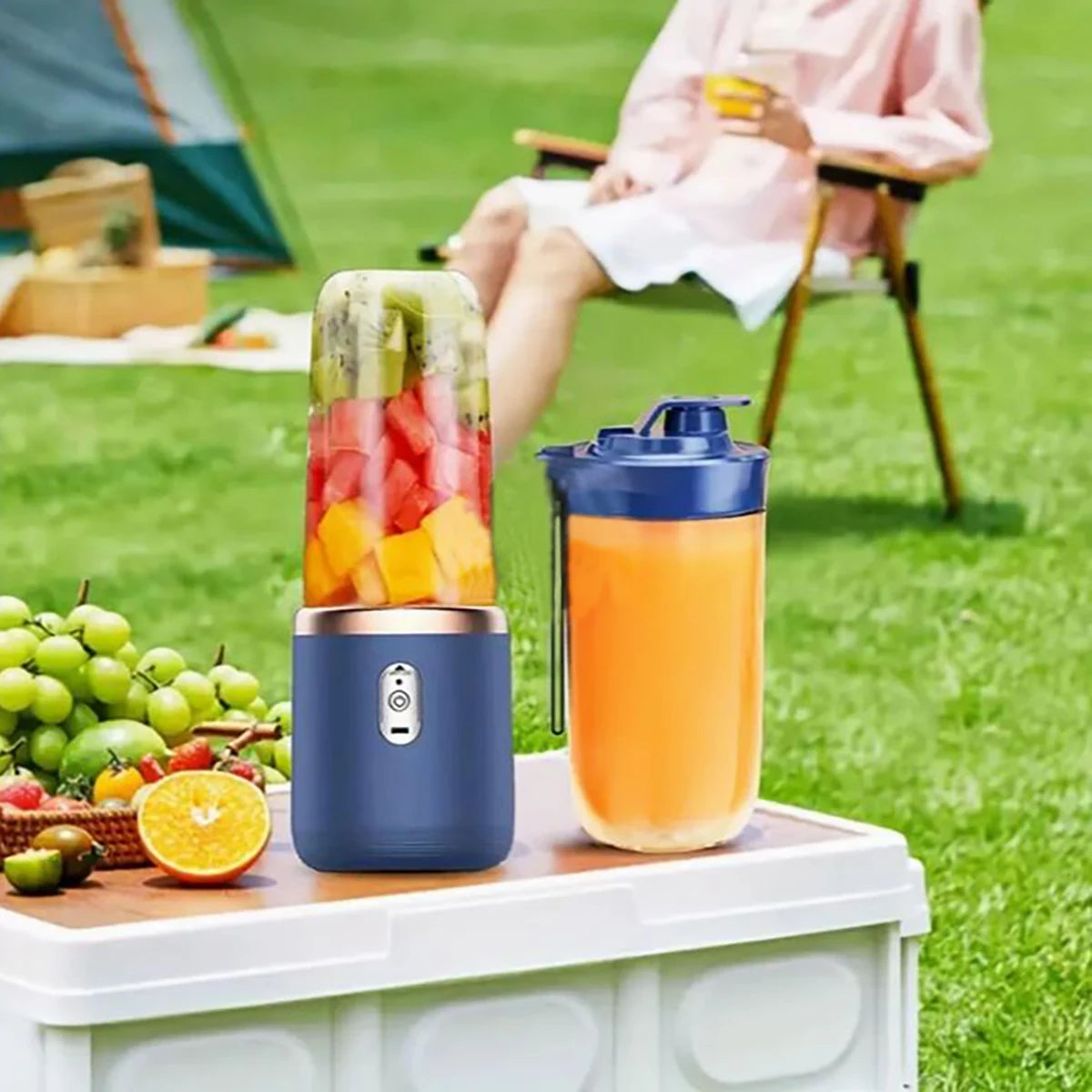 1 portable juicer, 304 stainless steel blades, dual cup design, used for mixers, kitchen use, outdoor camping, easy to clean