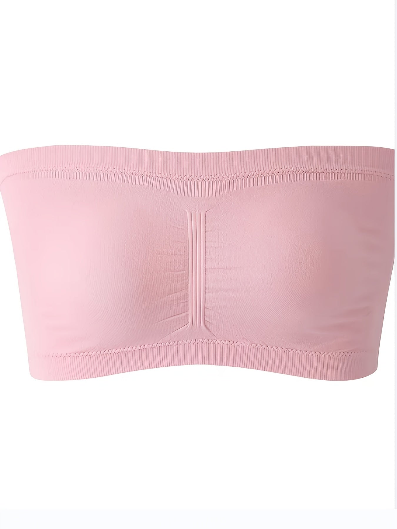 Plus Size Removable Padding Bandeau Bra, Women's Plus Non Underwire Double Layer Anti-glare Bra