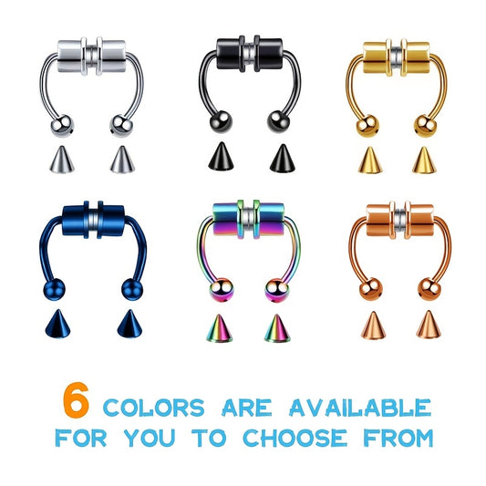 Magnetic Septum Nose Rings Fake Septum Ring Fake Septum Fake Nose Rings Fake Piercing Clip On Nose Rings Hoop No Pierced Stainless Steel Jewelry