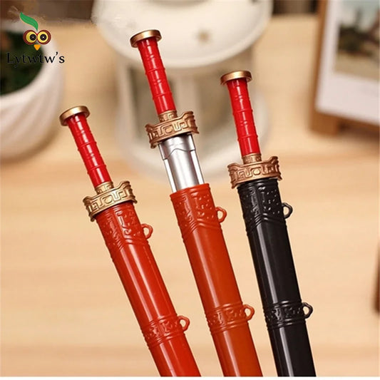 1 Piece Cute Creative Stationery Sword Gel Pen Black 0.38mm School Office Supplies Chinese Style Vintage Weapon pretty lovely
