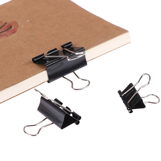 10Pcs/set Black Metal Binder Clips 19mm/ 25mm/ 32mm Notes Letter Paper Clip Office Stationery Supplies Binding Securing