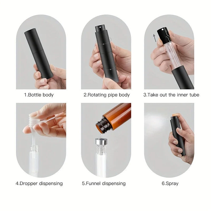 10 ml Travel Perfume Sprayer, Refillable Cologne Container, Empty Dispenser Sprayer for Mini Sprayer Size (Black