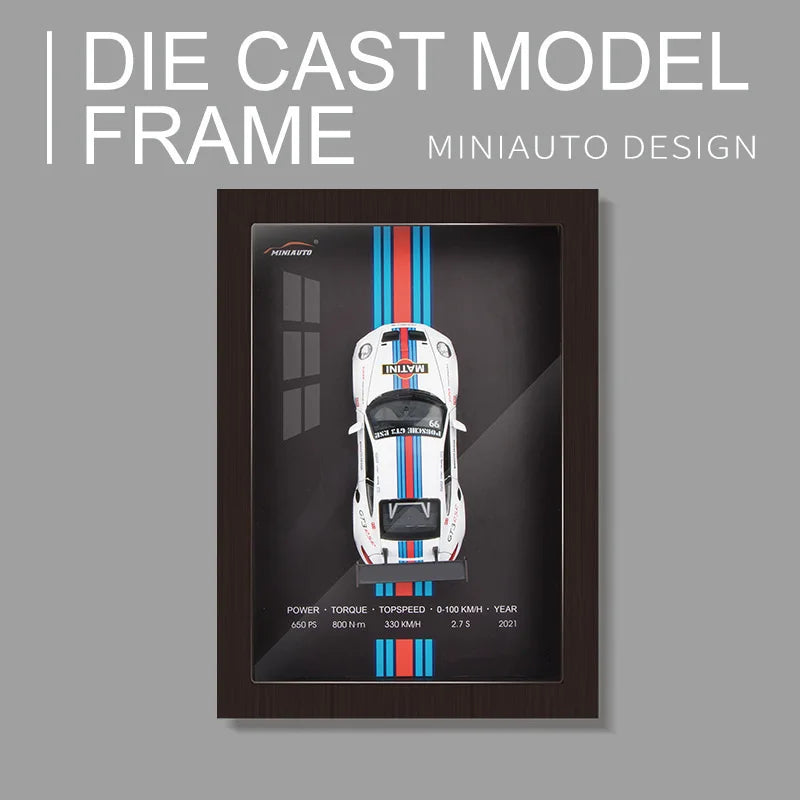 1:32 Alloy Metal Photo Frame Version Sports Car Model Simulation 3D Racing Car Hanging Painting Collection Kids Gifts Decoration
