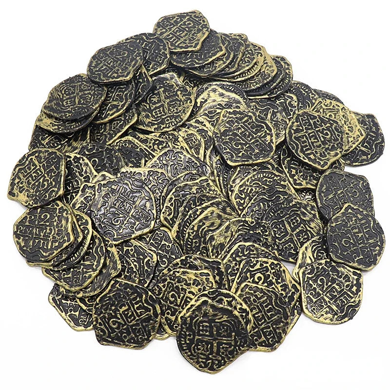 100pcs Mix Plastic Pirate Coin Fake Treasure Gift Simulation Coin Kids Party Decoration Supplies Kids Birthday Children's Toys