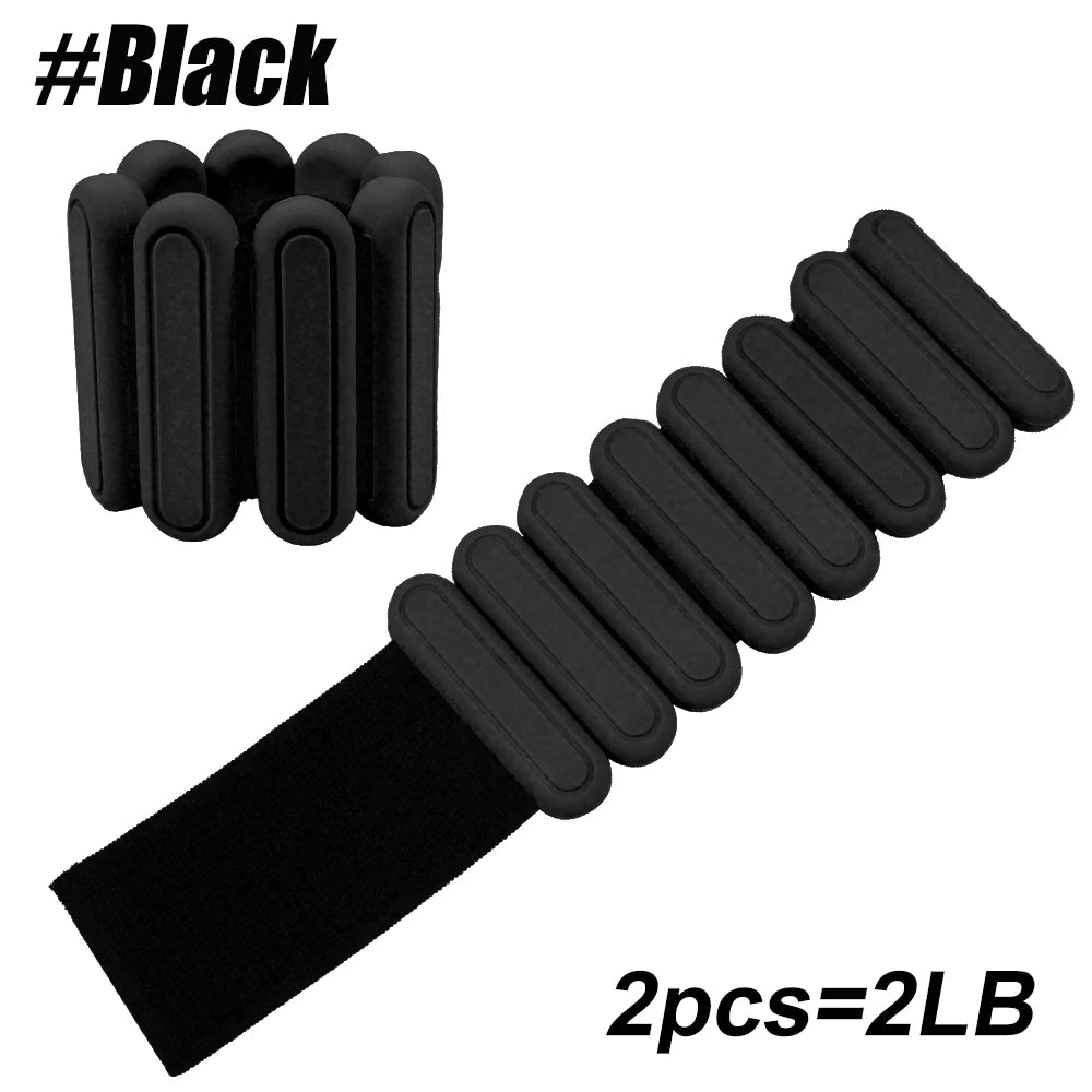 1Pair Adjustable Ankle&Wrist Weights (1Lbs/0.45kg Each)-Silicone Wearable Weights for Gym Yoga - Strength Training for Women Men