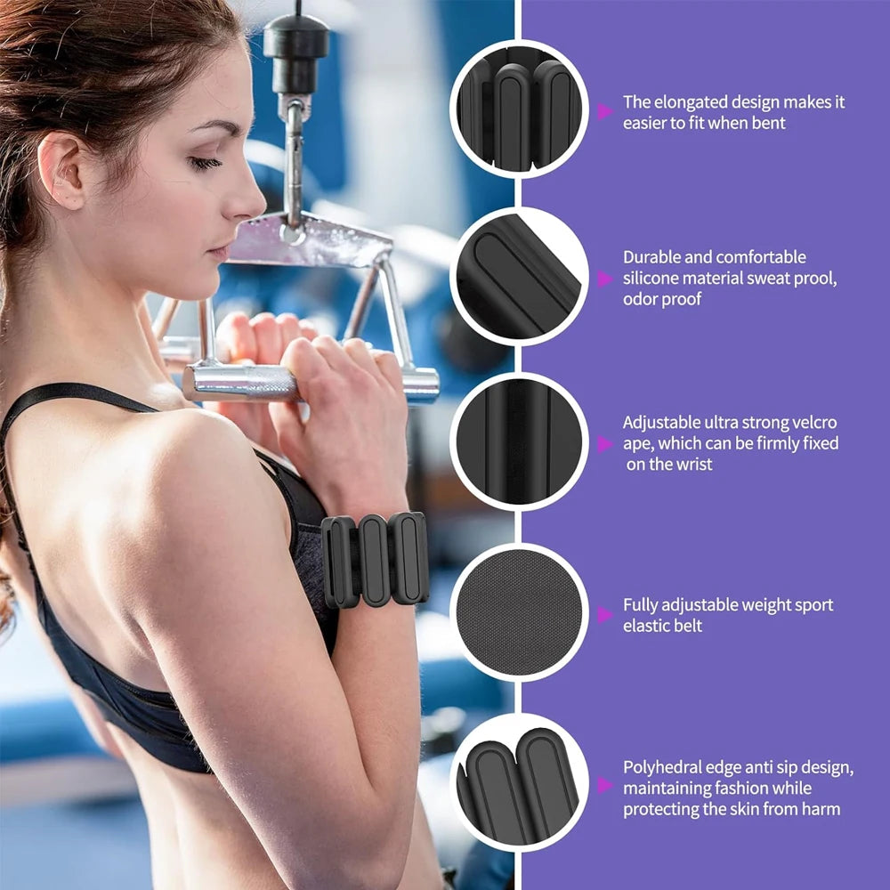 1Pair Adjustable Ankle&Wrist Weights (1Lbs/0.45kg Each)-Silicone Wearable Weights for Gym Yoga - Strength Training for Women Men
