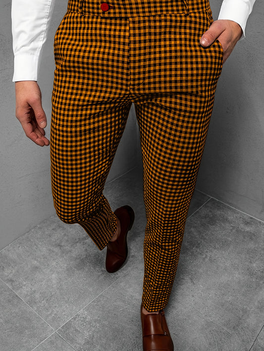 New Men's Plaid Casual Pants Business Social Suit Pants, Old Money Style